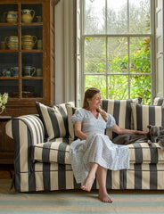 Salthrop Large Sofa with Scatter Cushions in Charcoal Stripes - Made to Order