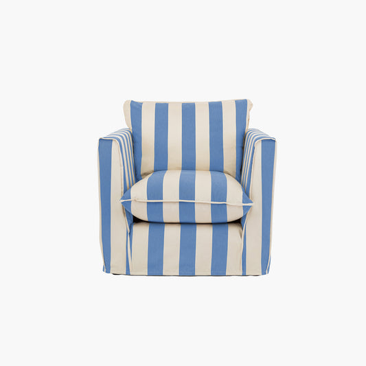 Cocobella Armchair Loose Cover in Cornish Blue Stripe