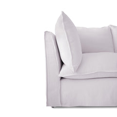 Coco 2.5 seater sofa with Self Piped Knife Edge cushion in Cotton Linen Sea Salt - Made to Order