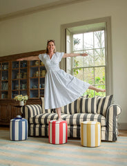 Salthrop Large Sofa with Scatter Cushions in Charcoal Stripes - Made to Order