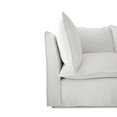 Coco 2.5 seater sofa with Self Piped Knife Edge cushion in Cotton Linen White Camellia - Made to Order