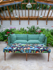 Coco 3 seater sofa with Self Piped Knife Edge cushion in Designers Guild Brera Lino Thyme - Made to Order