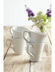 White Porcelain Classic Mugs - Set of Four