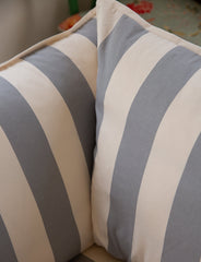 Coco 2.5 seater sofa with Self Piped Knife Edge cushion in Stripes Garden Grey - Made to Order