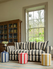 Salthrop Large Sofa with Scatter Cushions in Charcoal Stripes - Made to Order