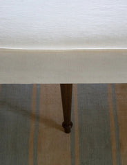 Coco Small Coffee Table Self Piped in Cotton Linen White Camellia - Made to Order