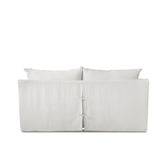 Coco 2.5 seater sofa with Self Piped Knife Edge cushion in Cotton Linen White Camellia - Made to Order