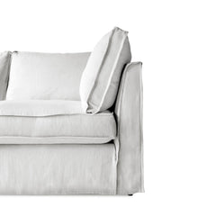 Coco 2.5 seater sofa with Self Piped Box Edge cushion in Cotton Linen White Camellia - Made to Order