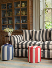 Salthrop Large Sofa with Scatter Cushions in Charcoal Stripes - Made to Order