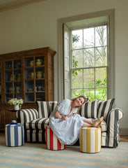 Salthrop Large Sofa with Scatter Cushions in Charcoal Stripes - Made to Order