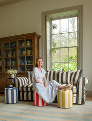 Salthrop Large Sofa with Scatter Cushions in Charcoal Stripes - Made to Order