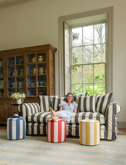 Salthrop Large Sofa with Scatter Cushions in Charcoal Stripes - Made to Order