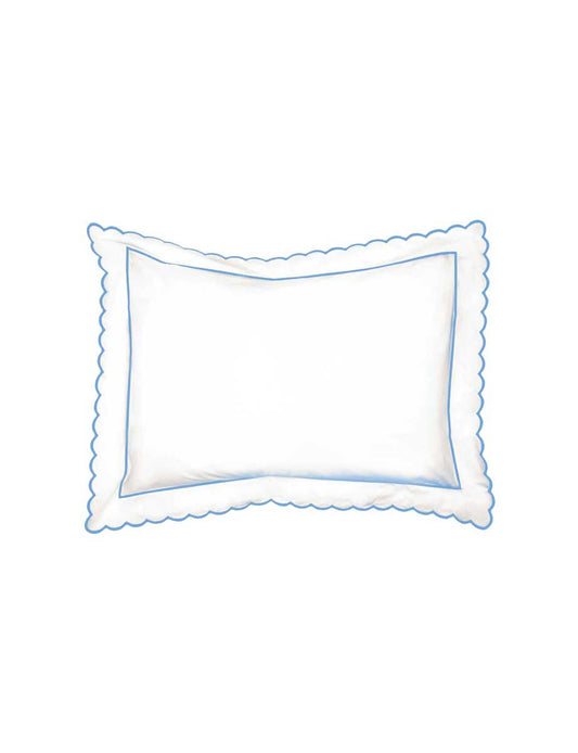 Blue Scalloped Oxford Pillowcase (50cm x 75cm)