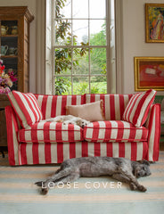 Coco 2.5 seater sofa cover with Self Piped Box Edge cushion in Stripes Petunia