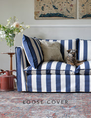 Coco 2.5 seater sofa cover with Self Piped Knife Edge cushion in Stripes Sea Holly