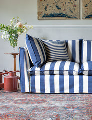 Coco 2.5 seater sofa with Self Piped Knife Edge cushion in Stripes Sea Holly - Made to Order