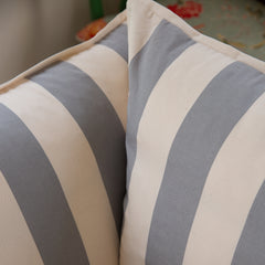 Coco 2.5 seater sofa with Self Piped Knife Edge cushion in Stripes Garden Grey - Made to Order