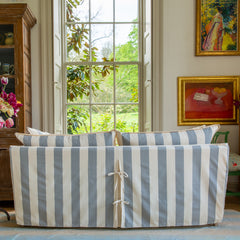 Coco 2.5 seater sofa with Self Piped Knife Edge cushion in Stripes Garden Grey - Made to Order