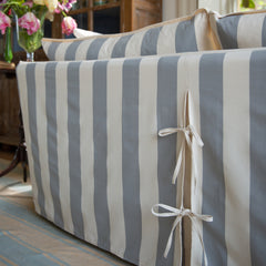 Coco 2.5 seater sofa with Self Piped Knife Edge cushion in Stripes Garden Grey - Made to Order