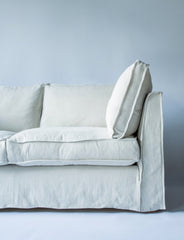 Coco 2.5 seater sofa with Self Piped Box Edge cushion in Designers Guild Brera Lino Putty - Made to Order