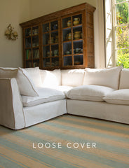 Coco 2 x 3 seater sofa cover with Self Piped Knife Edge cushion in Cotton Linen Snow Drop