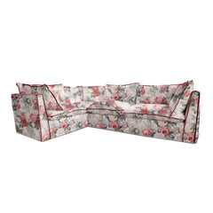 Coco 2 x 3 seater sofa with Knife Edge cushion in Classic Rose with Velvet Trim - Made to Order