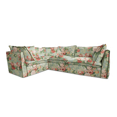 Coco 2 x 3 seater sofa with Knife Edge cushion in Grey Skies with Velvet Trim - Made to Order