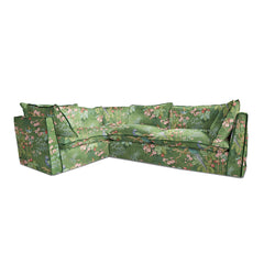 Coco 2 x 3 seater sofa with Knife Edge cushion in Juniper with Velvet Trim - Made to Order