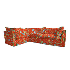 Coco 2 x 3 seater sofa Contrast Piped Knife Edge cushion in Wildwood Pumpkin - Made to Order