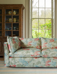 Coco 3 seater sofa with Self Piped Knife Edge cushion in Peony Sea Coral - Made to Order