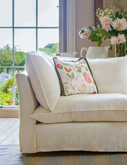 Coco 3 seater sofa with Self Piped Knife Edge cushion in Designers Guild Brera Lino Chalk - Made to order