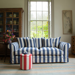 Drum Footstool in Stripes Petunia - Made to Order