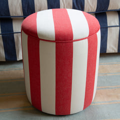 Drum Footstool in Stripes Petunia - Made to Order