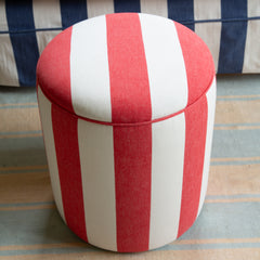 Drum Footstool in Stripes Petunia - Made to Order