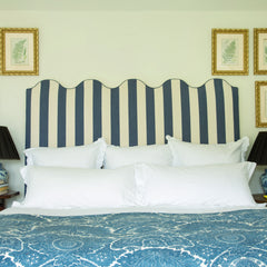 Scalloped Super King Headboard in Stripe Sea Holly - Available Now