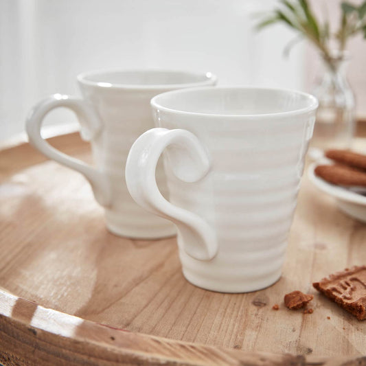 White Porcelain Classic Mugs - Set of Two