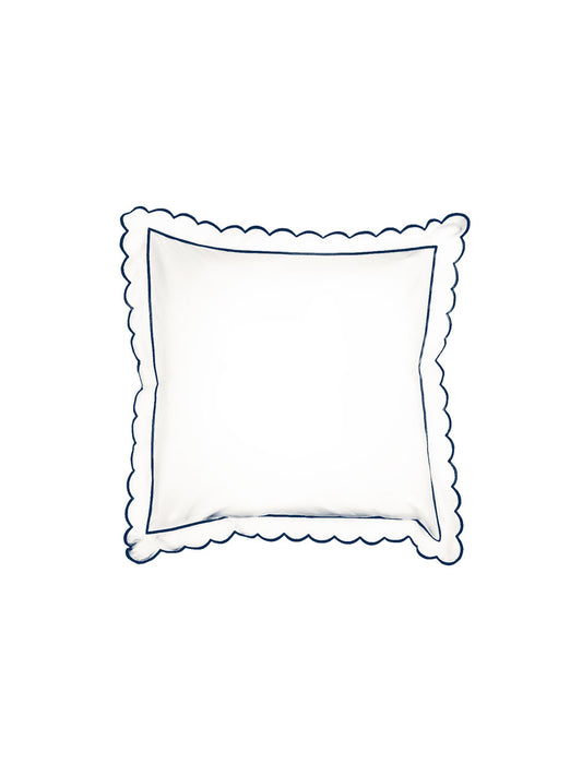 Navy Scalloped Square Pillowcase (65cm x 65cm)