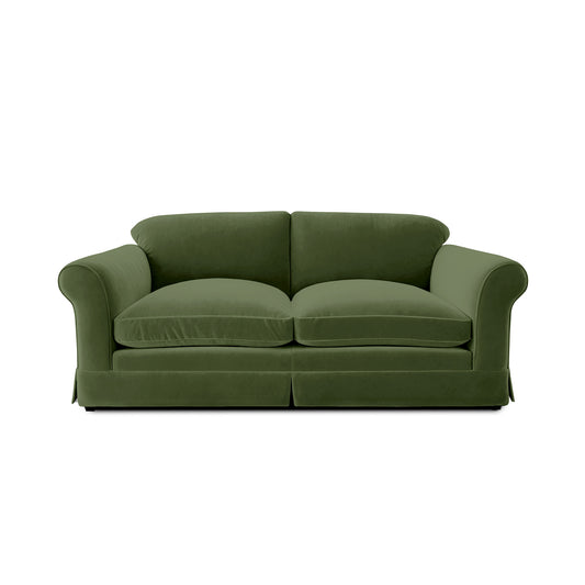 Salthrop Large Sofa with Big Back Cushions in Cotton Linen Evergreen - Made To Order