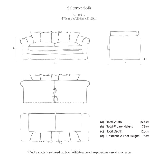 Salthrop Large Sofa with Big Back Cushions in Albertine Classic Rose - Made To Order