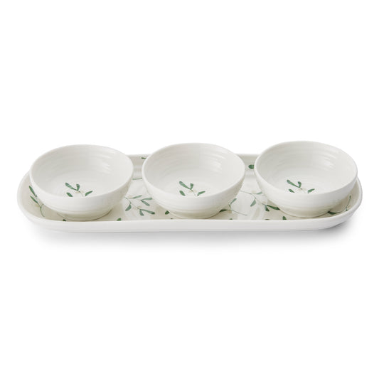 Amor Porcelain Three Bowls and Tray Set