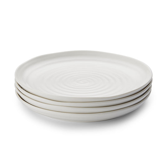 White Porcelain Coupe Buffet Plate - Set of Four