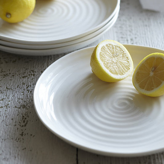 White Porcelain Coupe Buffet Plate - Set of Four