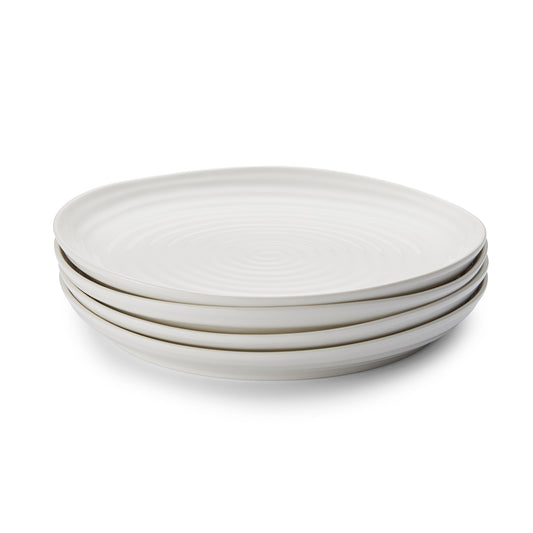 White Porcelain Coupe Dinner Plates - Set of Four