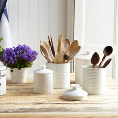 White Porcelain Large Oval Utensil Jar