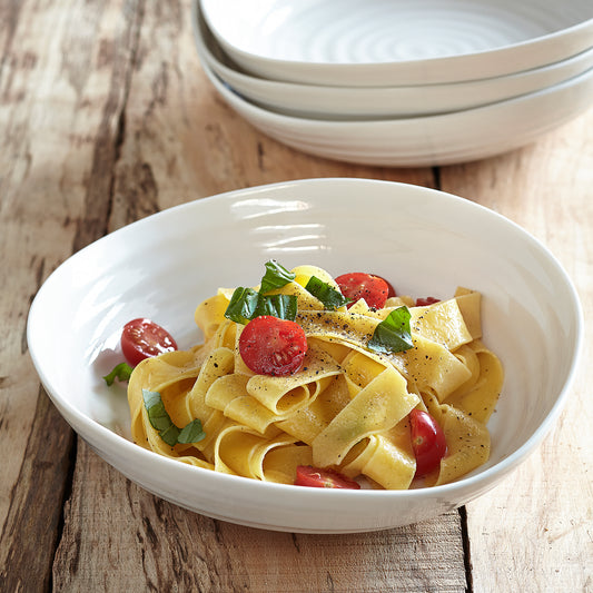 White Porcelain Pasta Bowl - Set of Four