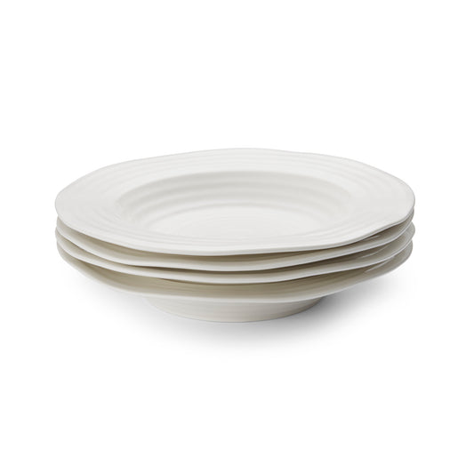 White Porcelain Rimmed Soup Plate - Set of Four