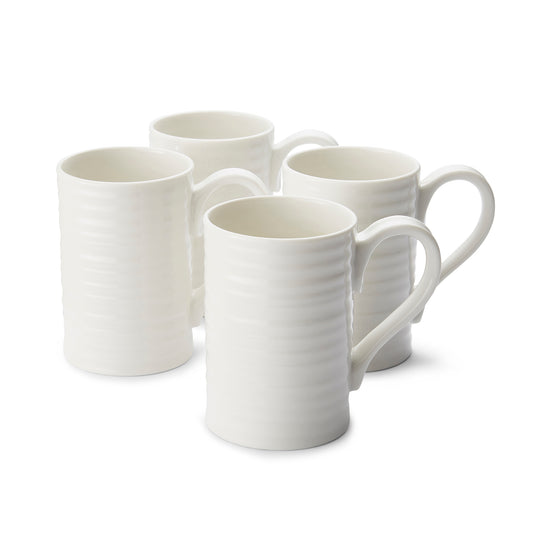 White Porcelain Tall Mugs - Set of Four