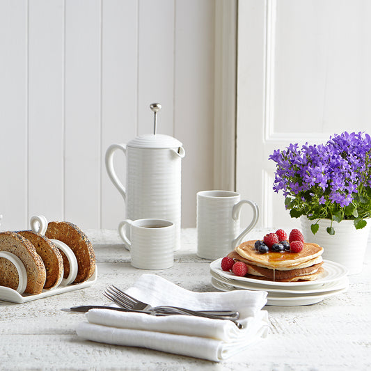 White Porcelain Tall Mugs - Set of Four