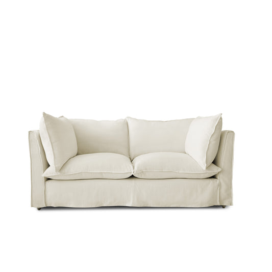 Coco 2.5 seater sofa with Self Piped Knife Edge cushion in Cotton Linen Cool Coconut - Available Now