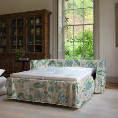 Coco 2.5 seater sofa bed with Knife Edge cushion in Kitty Blue Green - Made to Order